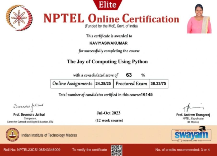 NPTEL: The Joy of Computing Using Python